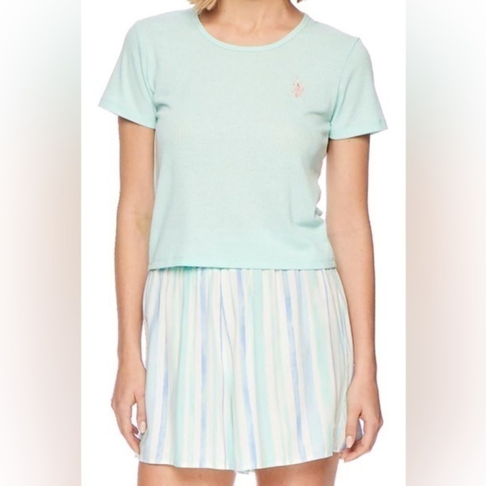 U.S. Polo Assn. Pajama Set for Women Knit Tee and Woven Shorts 2X